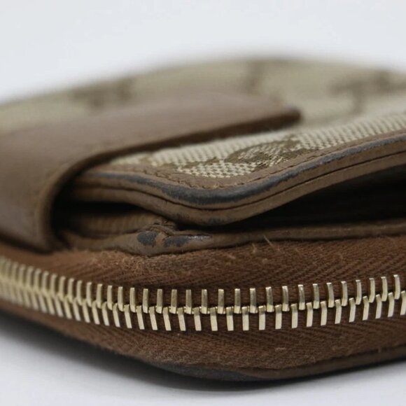 Gucci Beige/Brown GG Canvas and Leather Emblem Zip Mini Wallet - Picture 7 of 13